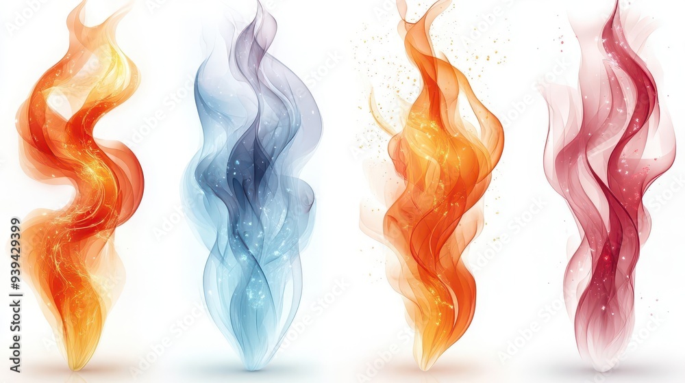 mesmerizing collection of stylized flame elements vibrant oranges and reds dance against stark white background showcasing various fire shapes for graphic design projects mesmerizing collection of stylized flame elements vibrant oranges and reds dance against stark white background showcasing various fire shapes for graphic design projects