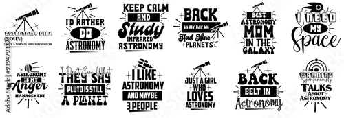 Cute Astronomy Phrases, Calligraphy Set Vector Illustration for Announcement, Brochure, Postcard