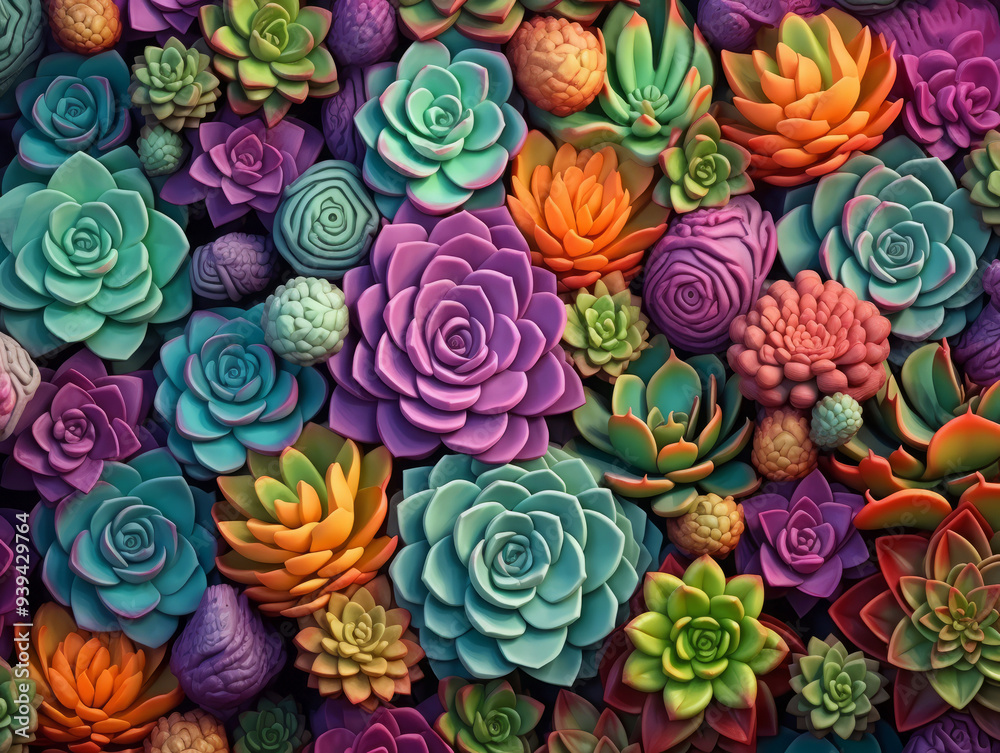 Attractive A close up of a bunch of colorful succulents in a pile Attractive A close up of a bunch of colorful succulents in a pile
