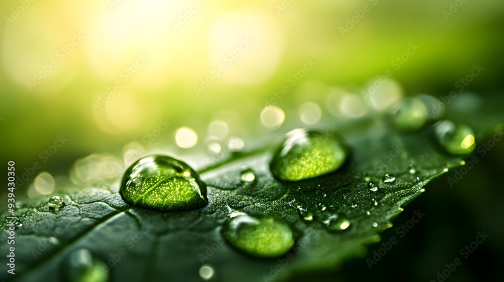 Close-up of water droplets on a green leaf, macro photography, high resolution, high detail, high-quality Close-up of water droplets on a green leaf, macro photography, high resolution, high detail, high-quality