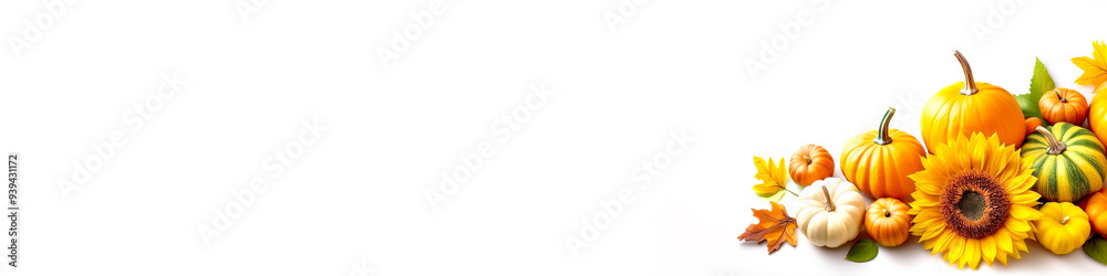 Obraz premium Herbstliche Dekoration, vor weissem Hintergrund, Textfreiraum