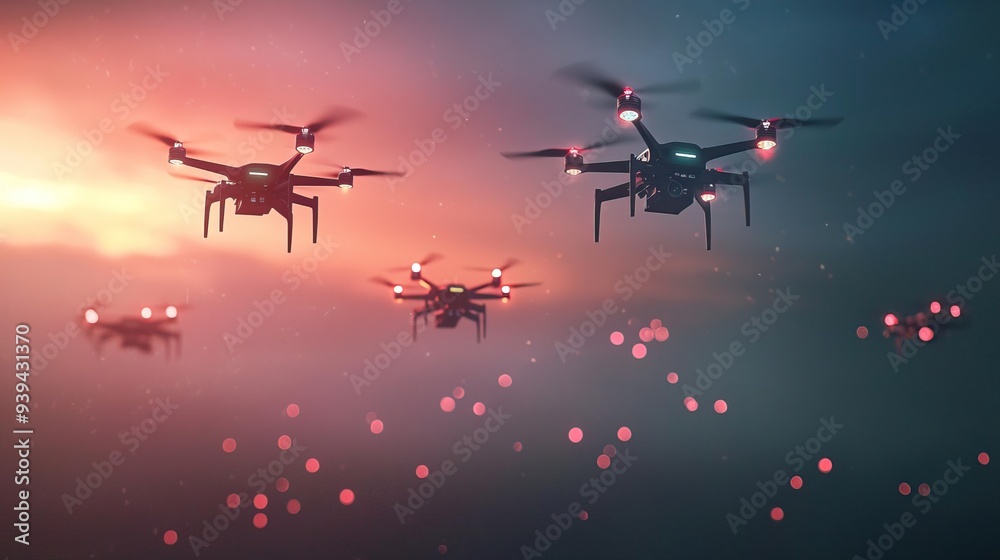 © K-MookPan - Futuristic drone swarm light show © K-MookPan - Futuristic drone swarm light show