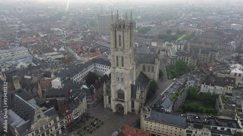 drone video Saint Bavo Cathedral Ghent Belgium europe photo