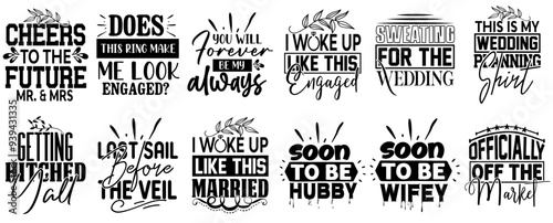 Creative Wedding Calligraphic Lettering, Labels And Badges Collection Vector Illustration for Infographic, Bookmark, Newsletter