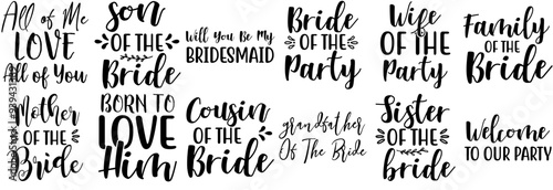 Cute Wedding Party Labels And Badges, Trendy Retro Style Illustration Pack Vector Illustration for Announcement, Banner, Label