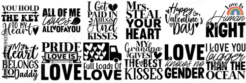 Simple Valentine And Love Typographic Emblems, Calligraphy Collection Vector Illustration for Magazine, Newsletter, Holiday Cards
