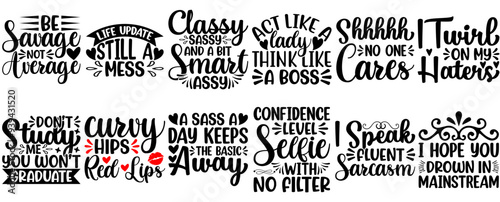 Cute Sarcastic Big Calligraphic Lettering, Hand Lettering Set Vector Illustration for Flyer, Bookmark, Presentation