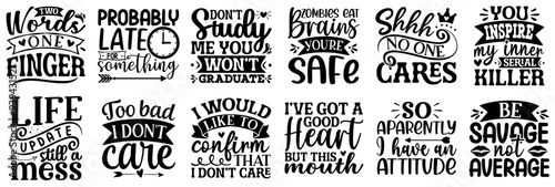 Classic Sassy Invitation, Typographic Emblems Bundle Vector Illustration for Postcard, Wrapping Paper, Bookmark