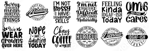 Colourful Sarcastic Quotes, Calligraphic Lettering Bundle Vector Illustration for Icon, Advertisement, Magazine