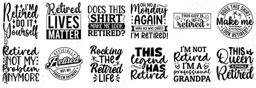 Cute Retirement Labels And Badges, Typography Set Vector Illustration for Sticker, Social Media Post, Icon