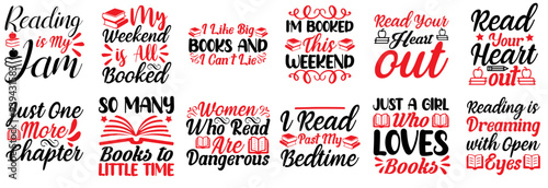 Minimal Reading Inscriptions, Quotes Collection Vector Illustration for Stationery, Bookmark, Logo