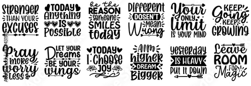 Simple Inspirational Inscriptions, Typography Bundle Vector Illustration for Brochure, Stationery, Poster