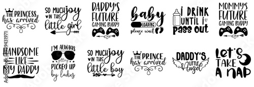 Modern Kids Quotes, Invitation Set Vector Illustration for Gift Card, Book Cover, Stationery