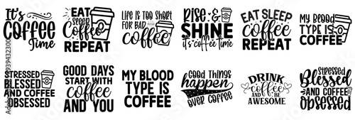 Modern Coffee Labels And Badges, Quotes Pack Vector Illustration for Advertising, Printable, Gift Card