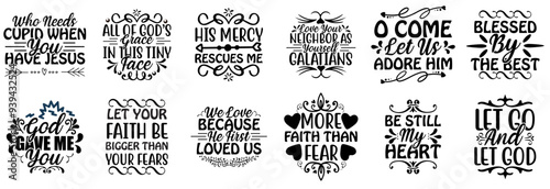 Decorative Bible Verse Calligraphy, Labels And Badges Collection Vector Illustration for Packaging, Social Media Post, Printing Press