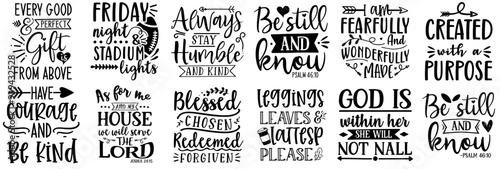 Creative Bible Verses Hand Lettering, Labels And Badges Pack Vector Illustration for Advertisement, Gift Card, Bookmark