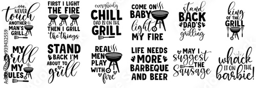 Simple Barbecue Calligraphic Lettering, Typography Set Vector Illustration for Printing Press, Sticker, Greeting Card