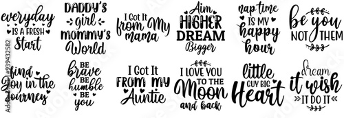 Minimalist Baby Quotes, Phrases Bundle Vector Illustration for Book Cover, Banner, Printable