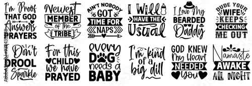 Creative Baby Hand Lettering, Typography Bundle Vector Illustration for Newsletter, Poster, Presentation