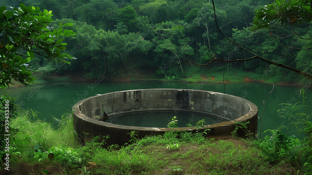 A water reservoir among the greenery A water reservoir among the greenery