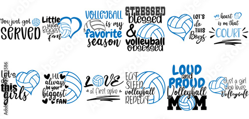 Creative Volleyball Phrases, Calligraphy Set Vector Illustration for Infographic, Banner, Gift Card
