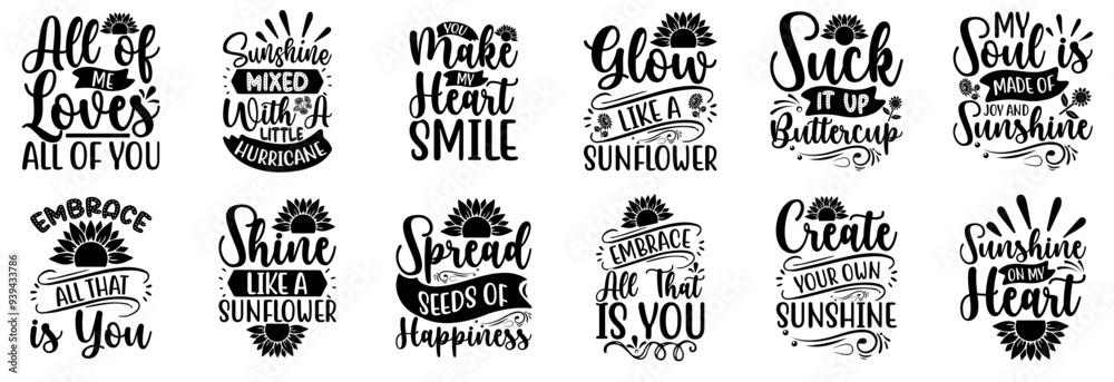 Elegant Sunflower Invitation, Labels And Badges Bundle Vector Illustration for Postcard, Infographic, Announcement Elegant Sunflower Invitation, Labels And Badges Bundle Vector Illustration for Postcard, Infographic, Announcement