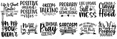Modern Sarcastic Inscriptions, Typographic Emblems Pack Vector Illustration for Announcement, Label, T-Shirt Design