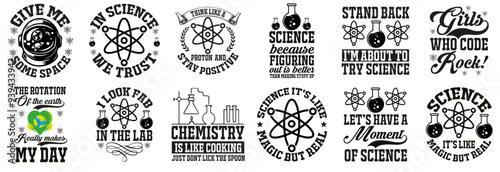 Colourful Science Hand Lettering, Phrases Collection Vector Illustration for Announcement, Magazine, Stationery