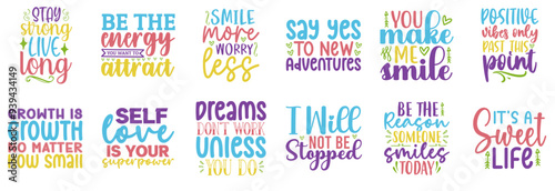 Colourful Motivational Calligraphic Lettering, Trendy Retro Style Illustration Collection Vector Illustration for Motion Graphics, Decal, Flyer