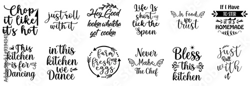 Modern Kitchen Typographic Emblems, Invitation Bundle Vector Illustration for Bookmark, Banner, Wrapping Paper