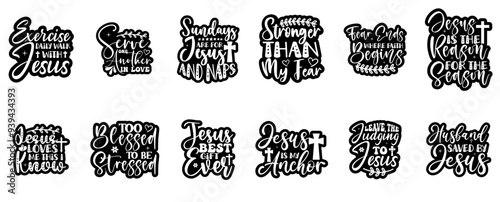 Minimalist Jesus Typography, Calligraphic Lettering Set Vector Illustration for Logo, Icon, Presentation