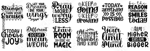 Vibrant Inspirational Typography, Phrases Set Vector Illustration for Brochure, Gift Card, Printing Press