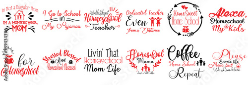 Vibrant Homeschool Inscriptions, Invitation Pack Vector Illustration for Magazine, Logo, Sticker