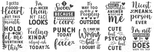 Cute Free Funny Sarcastic Typographic Emblems, Hand Lettering Set Vector Illustration for Flyer, Social Media Post, Bookmark
