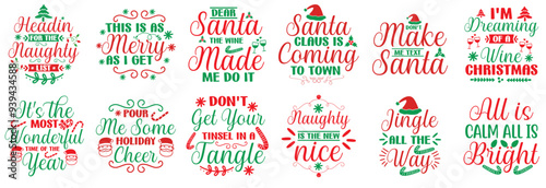 Vibrant Funny Christmas Labels And Badges, Typographic Emblems Pack Vector Illustration for Infographic, Sticker, Brochure