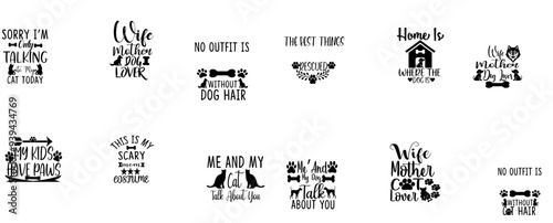 Classic Dog Phrases, Trendy Retro Style Illustration Bundle Vector Illustration for Newsletter, Gift Card, Magazine