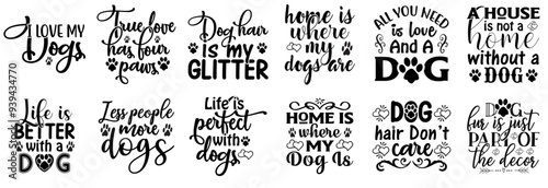 Classic Dog Calligraphic Lettering, Calligraphy Bundle Vector Illustration for Poster, Logo, Brochure