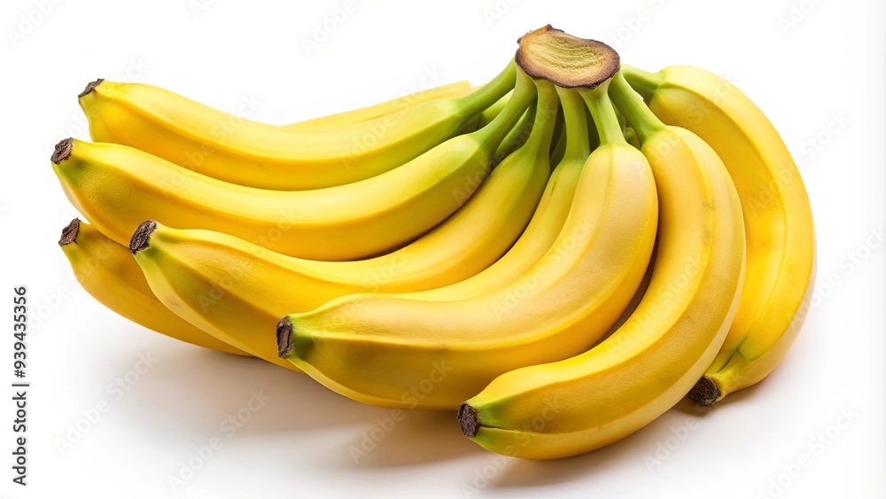 Fresh and vibrant bunch of bananas isolated on white background, perfect for healthy snacks