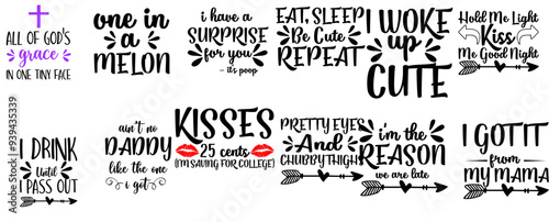 Creative Baby Funny Hand Lettering, Labels And Badges Collection Vector Illustration for Flyer, Magazine, Banner