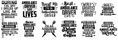 Minimalist Ambulance Driver Hand Lettering, Trendy Retro Style Illustration Collection Vector Illustration for Icon, Poster, Decal
