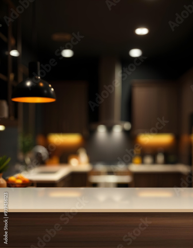 tabletop with kitchen interior in the background