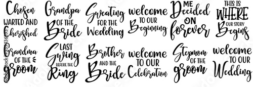Minimalist Wedding Labels And Badges, Calligraphy Set Vector Illustration for Mug Design, Poster, Infographic