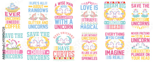 Simple Unicorn Hand Lettering, Invitation Collection Vector Illustration for Banner, Icon, Stationery