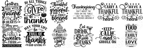 Colourful Thanksgiving Typography, Labels And Badges Bundle Vector Illustration for Bookmark, Stationery, Presentation
