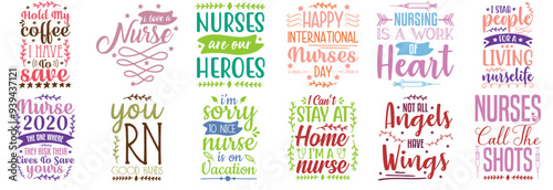 Minimalist Nurse Hand Lettering, Trendy Retro Style Illustration Pack Vector Illustration for Presentation, Logo, Announcement