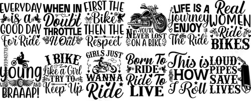 Cute Motorcycle Calligraphic Lettering, Calligraphy Pack Vector Illustration for Social Media Post, Infographic, Newsletter