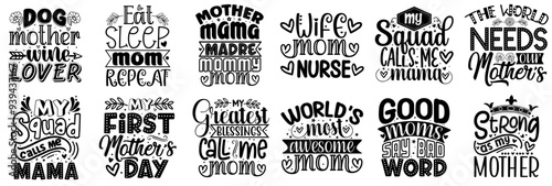 Creative Mothers Day Calligraphic Lettering, Calligraphy Set Vector Illustration for Printing Press, Book Cover, Postcard