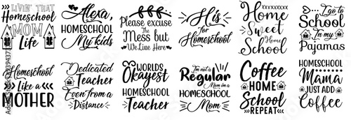 Cute Homeschool Quotes, Invitation Collection Vector Illustration for Book Cover, Poster, Logo