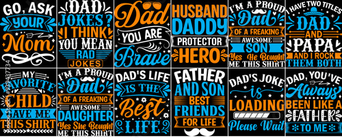 Classic Fathers Day Trendy Retro Style Illustration, Calligraphic Lettering Bundle Vector Illustration for Holiday Cards, Newsletter, Packaging