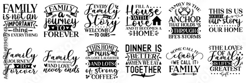 Cute Family Calligraphy, Quotes Pack Vector Illustration for Banner, Greeting Card, T-Shirt Design